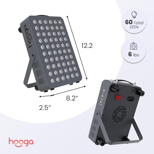 Hooga HG300 Red Light Therapy Panel, 660nm Red & 850nm Near-Infrared Light, 60 LEDs, Built-in Timer, Adjustable Stand for Home Wellness - Image 3