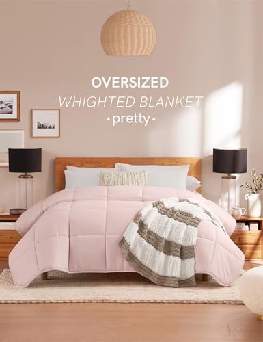 YnM Weighted Blanket Queen 20lbs, The Heavy Oversized Weighted Comforter, Warm & Fluffy Throw (Pink, 20lbs, 90" Lx90 W) - Image 3