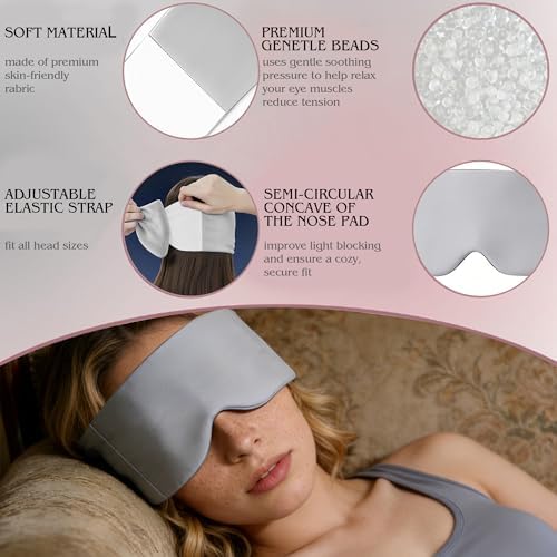 Weighted Sleep Mask for Side Sleepers, 100% Blackout Eye Mask for Sleeping with Adjustable Strap, Dual-Sided Cooling Silk & Warm Cotton Blindfold, Zero Pressure Eye Cover for Travel, Nap & Yoga - Image 3