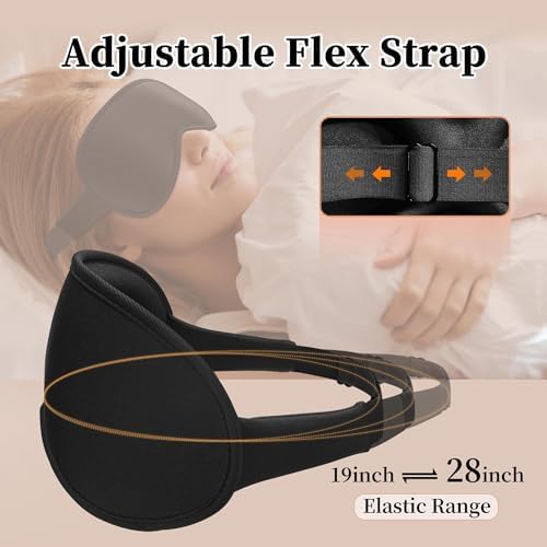 3D Sleep Mask for Men&Women, 2 Pack Contour Eye Masks for Sleep, Side Sleeping Mask for Men&Women, Blackout Eye Mask for Sleeping Eye Mask, Airplane Travel Essentials for Men, Meditation Black & Gray - Image 7