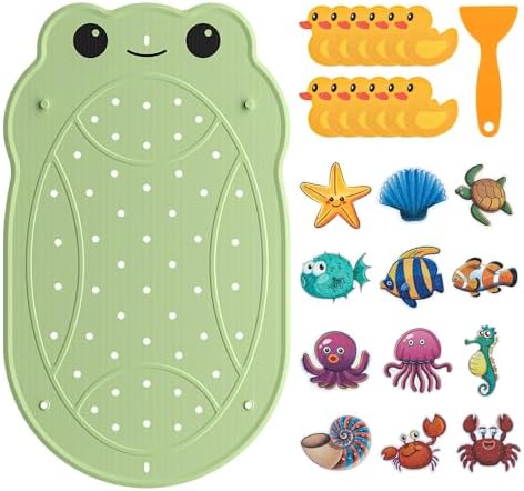 UNEEDE Kids Bathtub Mat Non Slip with 24PCS Bathtub Stickers for Toddlers by UNEEDE