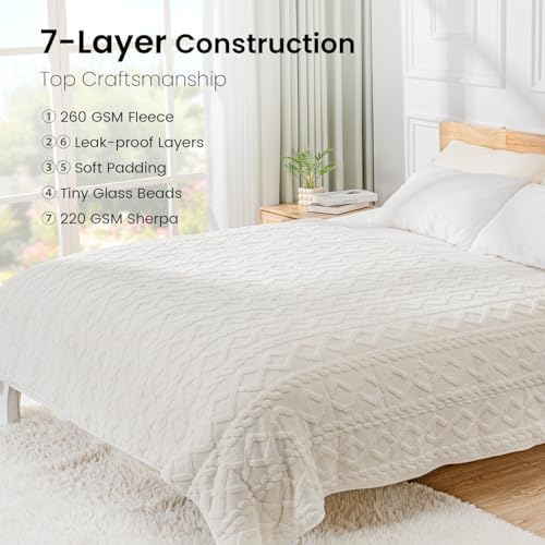 Drewin Weighted Blanket Queen Size 12lbs for Adults,Cream White,60" x 80" - Image 6