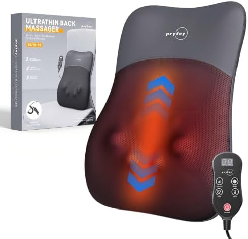 Back Massager with Heat for Pain Relief Deep Tissue, Ultrathin 4D Shiatsu Lower Back Massager, Chair Back Massager for Home Office, Gifts for Women Men,Black by Mzcnu