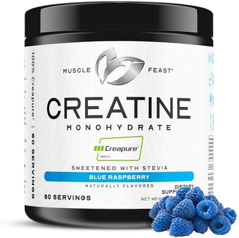 Muscle Feast Creapure Creatine Monohydrate Powder, Blue Raspberry (300g) by MuscleFeast