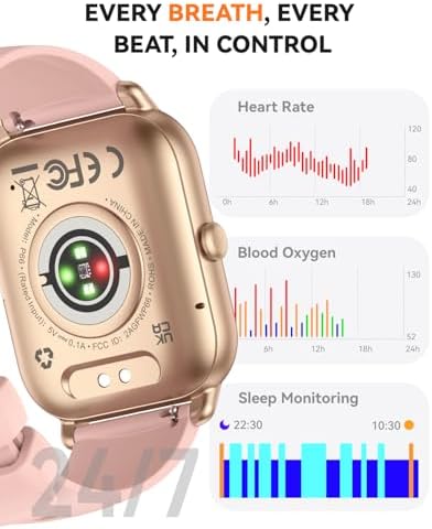 Smart Watches for Men Women, Fitness Tracker with Activity Counter/Sleep Monitor, IP68 Waterproof Smart Watch for Android iPhone iOS Compatible (Dusty Rose, 1.83) - Image 4