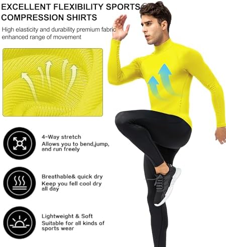 SPVISE Men's Compression Shirts Long Sleeve Mock Turtleneck Workout Tops - Image 4