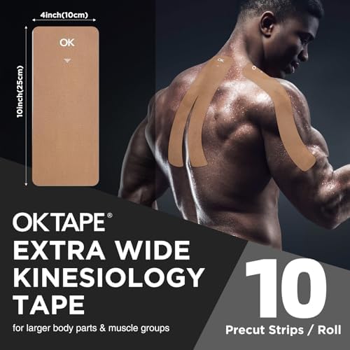 OK TAPE Extra Wide Kinesiology Tape for Shoulder, Back, Precut Strips - Image 2