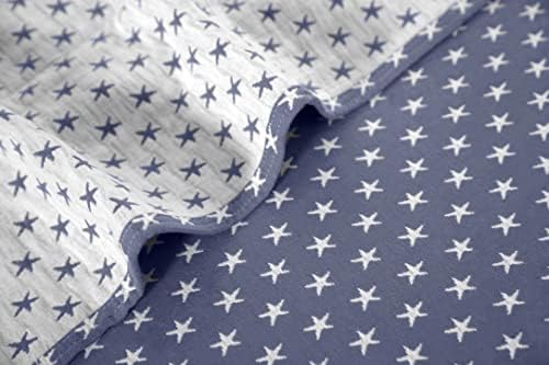 Sterling Creek Dawson Star Muslin Blanket King Three Layers Lightweight Breathable Cotton Gauzy Blanket for Adults, All Season (King, Blue) - Image 3