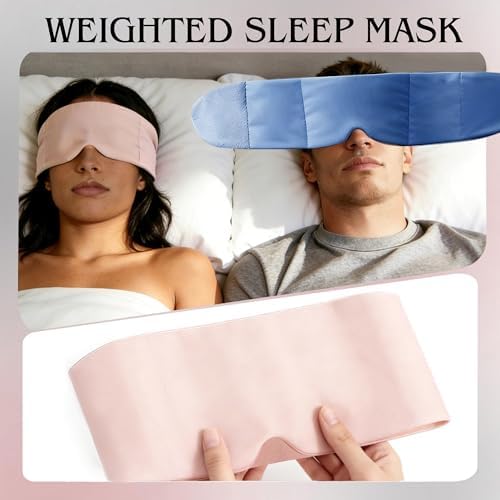 Weighted Sleep Mask for Side Sleepers, 100% Blackout Eye Mask for Sleeping with Adjustable Strap, Dual-Sided Cooling Silk & Warm Cotton Blindfold, Zero Pressure Eye Cover for Travel, Nap & Yoga - Image 4