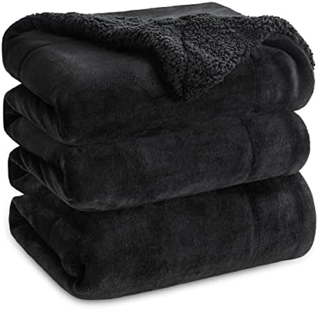 Bedsure GentleSoft Sherpa Fleece Blankets King Size for Bed, Non-Heated, Thick and Warm Throw for Women and Men, Soft Fuzzy Plush King Blanket for Winter, Black, 108x90 Inches by Unknown