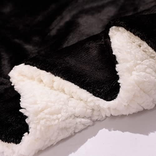 NANPIPER Sherpa Blanket Queen Fleece Bed Blankets Soft and Warm Fuzzy Microfiber,Black 90"x90" - Image 6