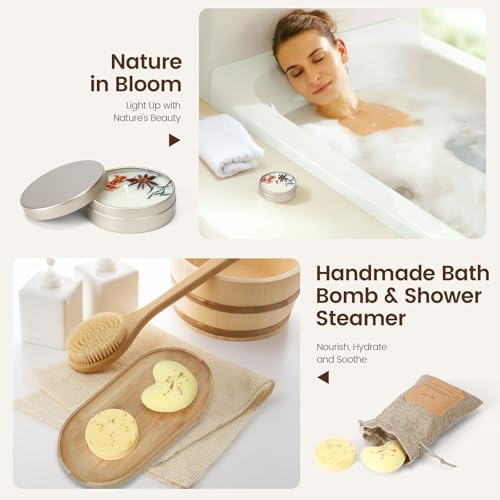 Bath Gift Set, Spa Gifts for Women, Self Care Products for Women, Jasmine & Lemon Soap Bar, Calm Pillow Mist, Bath Bomb & Shower Steamer, Body Butter and Lip Balm - Image 5
