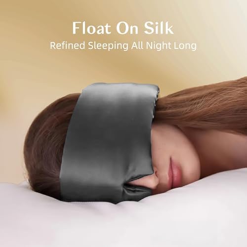 Silk Sleep Mask for Women and Men, Side Sleeper, 22 Momme Pure Mulberry Silk Total Blackout 100% Mulberry Eye Mask with Adjustable Headband Full Size, Eye Masks for Sleeping and Travel - Image 5