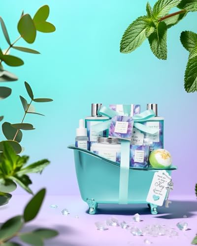 Bath and Body Basket Set, EUCALYPTUS & Mint Spa Gift Basket for Women - Image 4