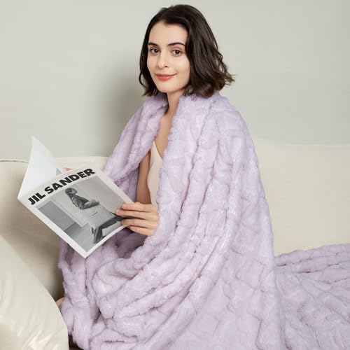 Aganear Fleece Throw Blanket for Couch Sofa 50"x60" Purple - Image 6