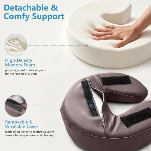 Massage Headrest for Bed, Massage Face Cradle at Home, Adjustable Bed Massage Head Holder for Sleeping Mattress, Face Down Pillow After Eye Surgery (Coffee-Brown) - Image 3