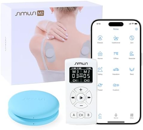 Wireless Tens Unit Muscle Stimulator, 18 Modes Electronic Stimulator Physical Therapy Tens Machine for Foot, Shoulder, Neck, Sciatica and Back Pain Relief, Controlled via App or Remote by SIMUSI