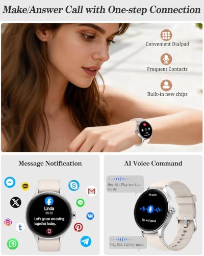 Smart Watch for Women, Ladies & Men, 1.27'' Fitness Watch [41mm case] with Call Receive/Dial, Heart Rate/Stress/Sleep Monitor, AI Voice, IP68 Waterproof Smartwatch with Calendar, Calculator, Games - Image 3
