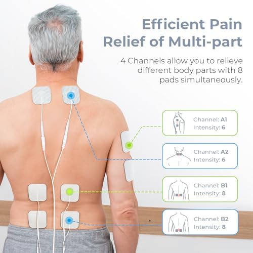 AUVON 4-Output TENS Unit Muscle Stimulator, Preset Setting Human Part Modes - Image 4