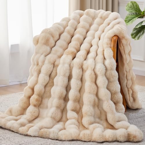 Anysay Faux Fur Throw Blanket, 1000GSM Fluffy Soft Bubble Blanket 50''*60'' by Unknown