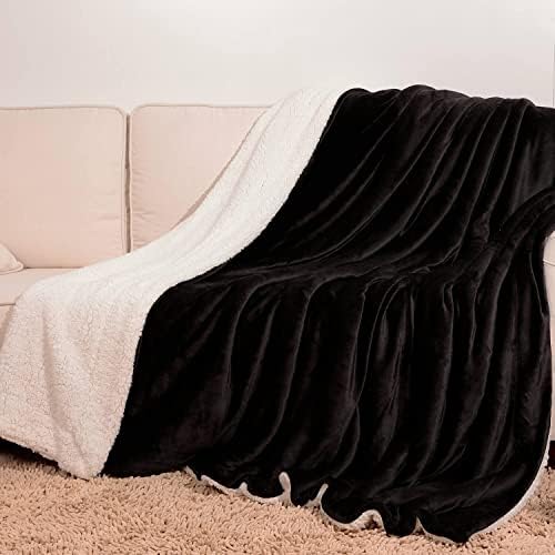 NANPIPER Sherpa Blanket Queen Fleece Bed Blankets Soft and Warm Fuzzy Microfiber,Black 90"x90" - Image 2