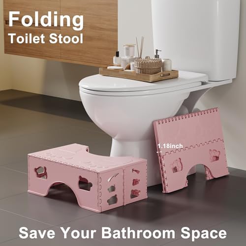 Foldable Poop Stool Adult, 7 Inch Toilet Stool Squat, Pink Potty Stool - Image 3
