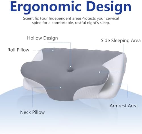Cervical Neck Pillow for Neck Pain Relief, Ergonomic Contour Orthopedic Cooling Odorless Memory Foam Pillow, High-Density Slow Rebound, Support Side Back Stomach Sleepers with Washable Pillowcase - Image 3