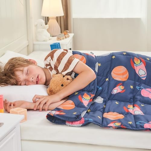 yescool Plane Weighted Blanket 10 Pounds Twin Cooling Weighted Lap Blanket, Space Heavy Blanket, Breathable Weighted Throw Blanket Gifts for 80-110lbs, 48"x72" - Image 4