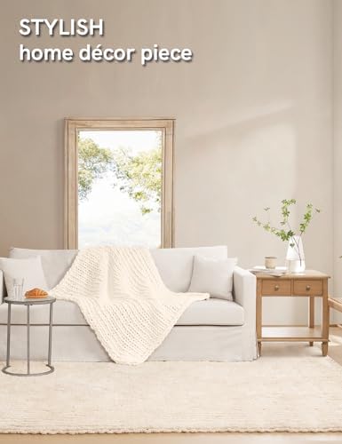 YnM Chunky Throw Blanket, Hand Knitted with Chenille Yarn, Skin Friendly, Ventilated and Breathable, Machine Washable, Home Décor Piece for Couch, Sofa and Bed (Butter Cream, 50x60 Inch) - Image 6