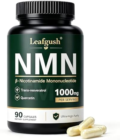 NMN Supplement, NAD+ Precursor Support 1000mg 5-in-1 Complex with 600mg Nicotinamide Mononucleotide and TMG 200mg, Trans-Resveratrol, Quercetin, CoQ10 for Cellular Energy, Antioxidant Support by Leafgush