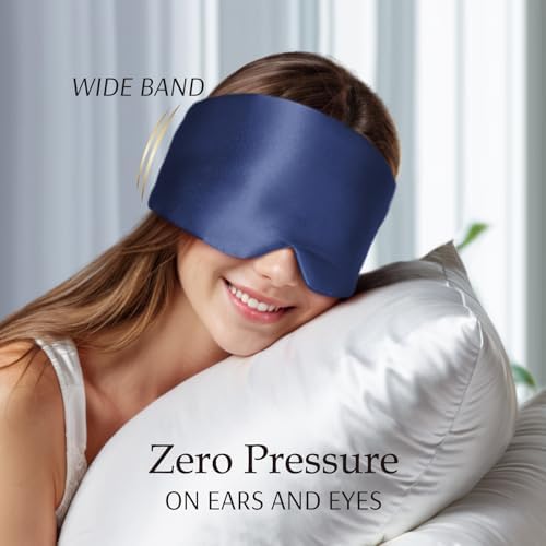 Zenssia 100% Mulberry Silk Sleep Mask Eye Mask for Men and Women, Dark Blue - Image 5