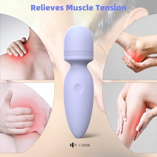 Fuwyiy Mini Massager Tools,Small Waterproof Cordless Handheld Massager with 10 Vibration Modes, Personal Handheld Massager for Back（Gray Purple） - Image 2
