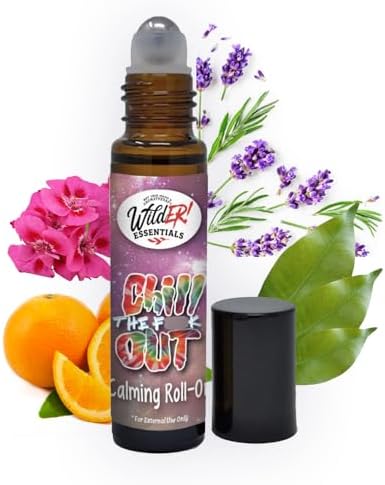 Wild Essentials Chill The F Out Essential Oil Roll On, 10ml, Calming, Stress, Meditation Blend, 100% Pure, Premium Grade Essential Oils and Organic Jojoba Oil, Ready to Use, Moisturizer, All Natural by WildEssentials