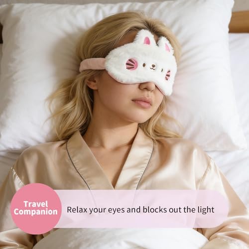 PERFECTSIGHT Sleep Eye Masks, Cute Sleep Eye Cover Lightweight Adjustable Eyeshade Mask Cover for Women Men Sleep Travel Nap, Bunny - Image 3