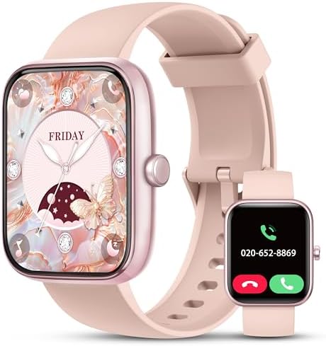 KALINCO Smart Watch Women Men, 1.83" Alexa Fitness Tracker, Heart Rate, Sleep, Stress Monitor, IP68 Waterproof Swimming Smartwatch, Make/Answer Calls, Compatible with iOS & Android by KALINCO