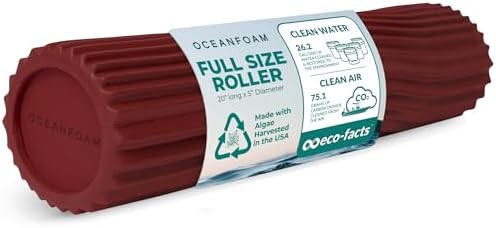 Oceanfoam Tidal Roller - Maroon - Muscle Massage Foam Roller for Back Pain & Stretching - Firm and Ergonomic Wide Wave Textured - Yoga, Athletics, & Wellness - Full Size, 20" x 5" by Oceanfoam