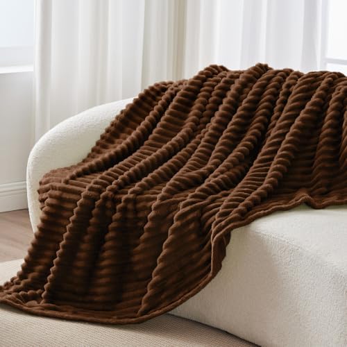 BEDELITE Ribbed Chocolate Brown Throw Blanket for Couch, 50"x60" - Image 6