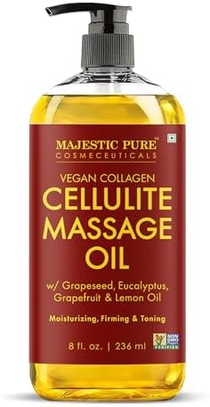 Majestic Pure Cellulite Massage Oil with Vegan Collagen, Body Oil 8 fl oz by BeautyandPersonalCare