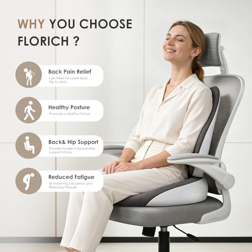 FLORICH Car Seat Cushion and Lumbar Support Pillow, Ergonomic Memory Foam Driving Seat Cushions for Back & Sciatica Pain Relief, Non-Slip Cushion for Car, Office, Truck, Wheelchair, Gaming Chair-Gray - Image 6
