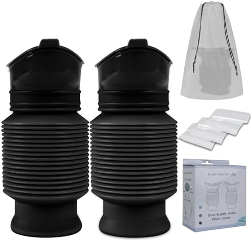 Pee Bottles for Men, Adjustable Emergency Urinal 2PCS Portable Toilet 750ml by KkaFFeHealth