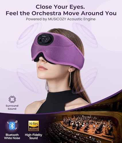 MUSICOZY Sleep Headphones Bluetooth 5.4 with Smart Timer 3D Eye Mask - Image 5