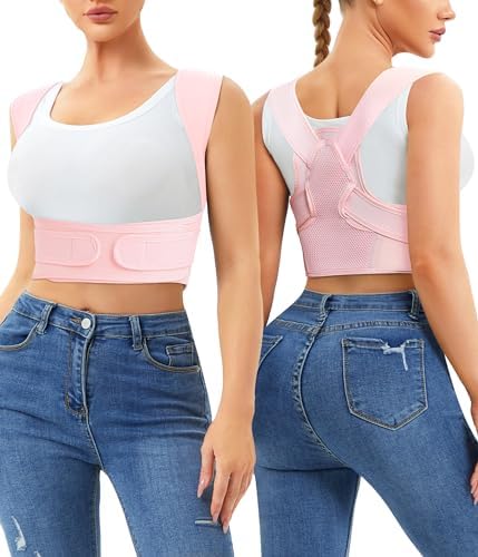 URSEXYLY Posture Corrector for Women and Men Adjustable Upper Back Brace Breathable Spine Support-Neck, Shoulder, Clavicle, Back Relief (XL/2XL, Pink) by Ursexyly