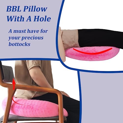 BBL Pillow After Surgery for Butt Sleeping, Brazilian Butt Lift Pillow Post Surgery Recovery for Sitting Sleeping Driving Donut Pillow for Woman Lumbar Back Cushion Seat Foam (Pink Dot) - Image 5
