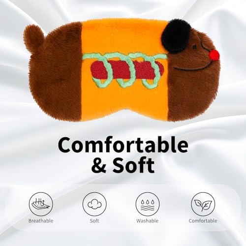 PERFECTSIGHT Sleep Eye Masks, Cute Sleep Eye Cover Lightweight Adjustable Eyeshade Mask Cover for Women Men Sleep Travel Nap, Hotdog Dachshund - Image 2