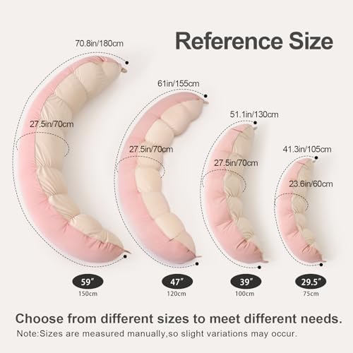 Peallow(Pat. Pend) – Long Round Body Pillow for Adults, Bolster Pillow for Sleeping, Soft and Supportive Pillow for Sleeping & Lumbar Support(Blush Pink,59") - Image 2