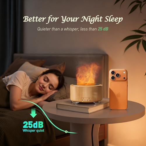 Essential Oil Diffuser for Home: 500ml Fireplace Flame Light - Image 4