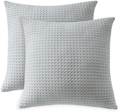 100% Egyptian Cotton 600 TC Waffle Weave Throw Pillow Covers 2 Pack by ZaizaiHome