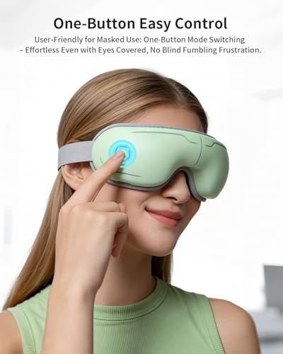 Eye Massager with Heat and Compression - Avocado Green Heated Eye Mask with Vibration, Bluetooth Music, 6 Modes, Rechargeable 1200mAh Battery for Eye Strain, Dry Eyes, Migraines Relief - Image 5