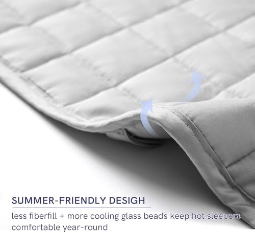 YnM 7lbs Weighted Blanket for Adults, Cotton Heavy Bed Throw Blanket with Cooling Glass Beads for All Season Use, Ideal for ~60lbs (41x60 Inches, Twin Light Grey) - Image 4