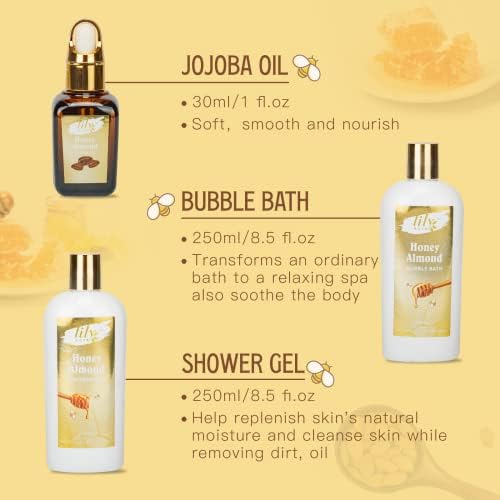 Honey Almond Spa Gifts for Mom - 7Pcs Moisturizing Spa Set for Women & Men - Image 3